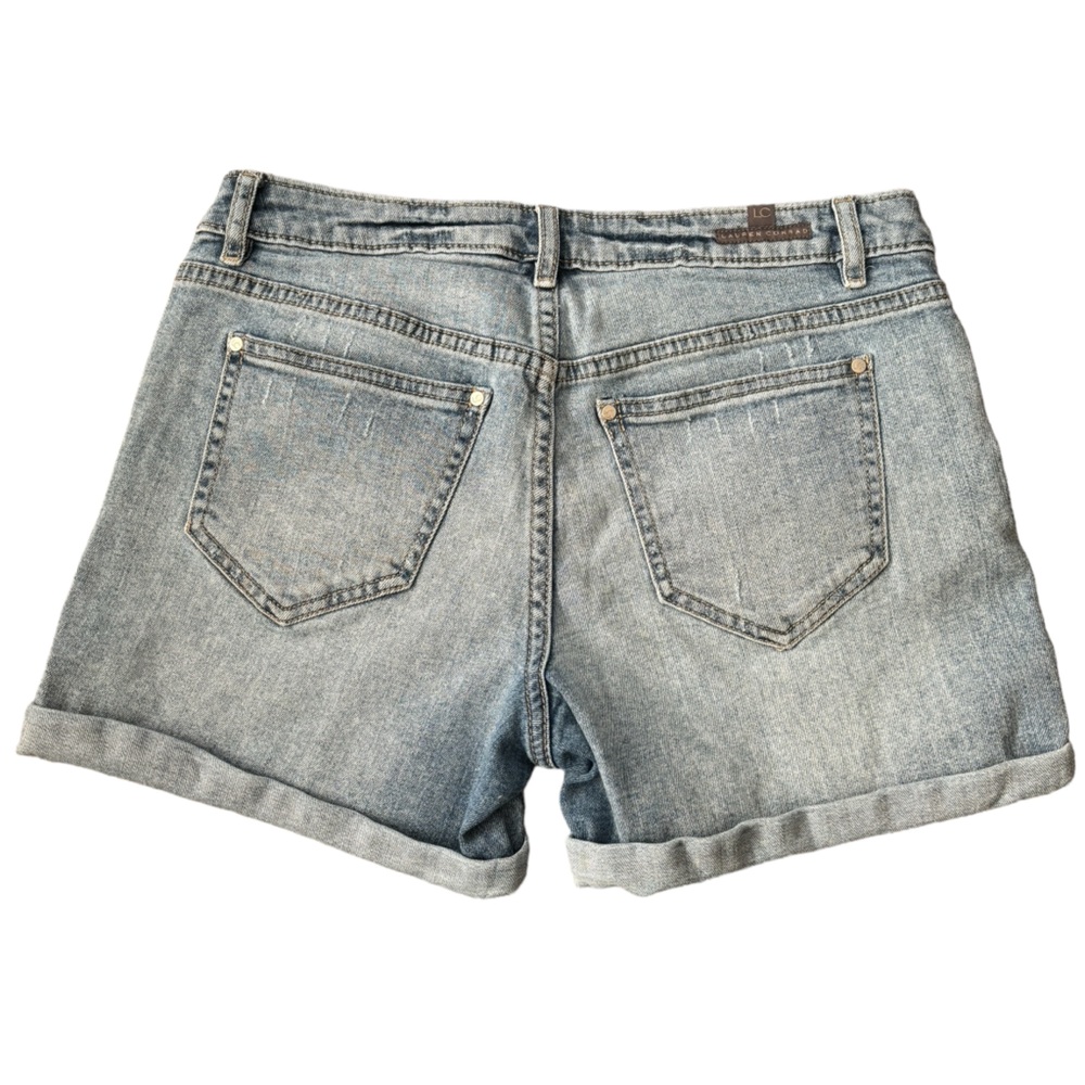 Lauren Conrad Light Wash Distressed Rolled Cuff Jean Shorts 4 - Picture 2 of 13